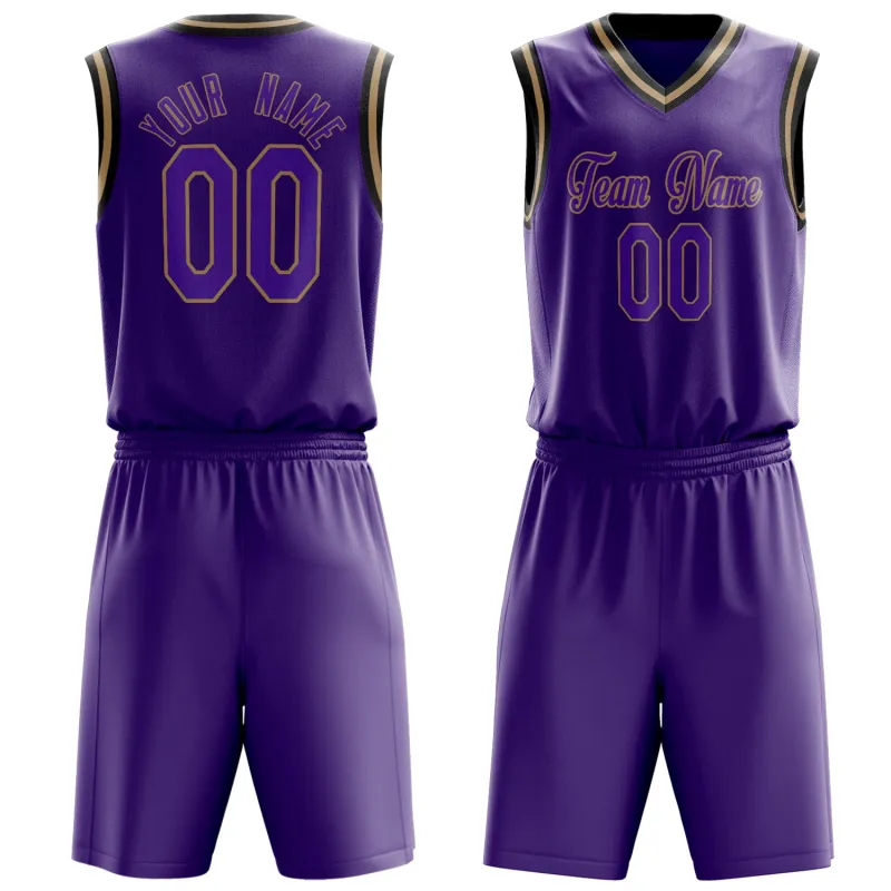 Custom Purple Old-Gold Solid Color Basketball Set made by Tailorly