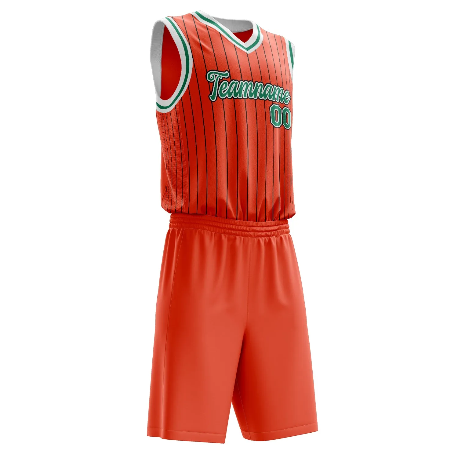 Custom Orange Kelly Green Pinstripe Basketball Set sold by Tailorly product image thumbnail 3