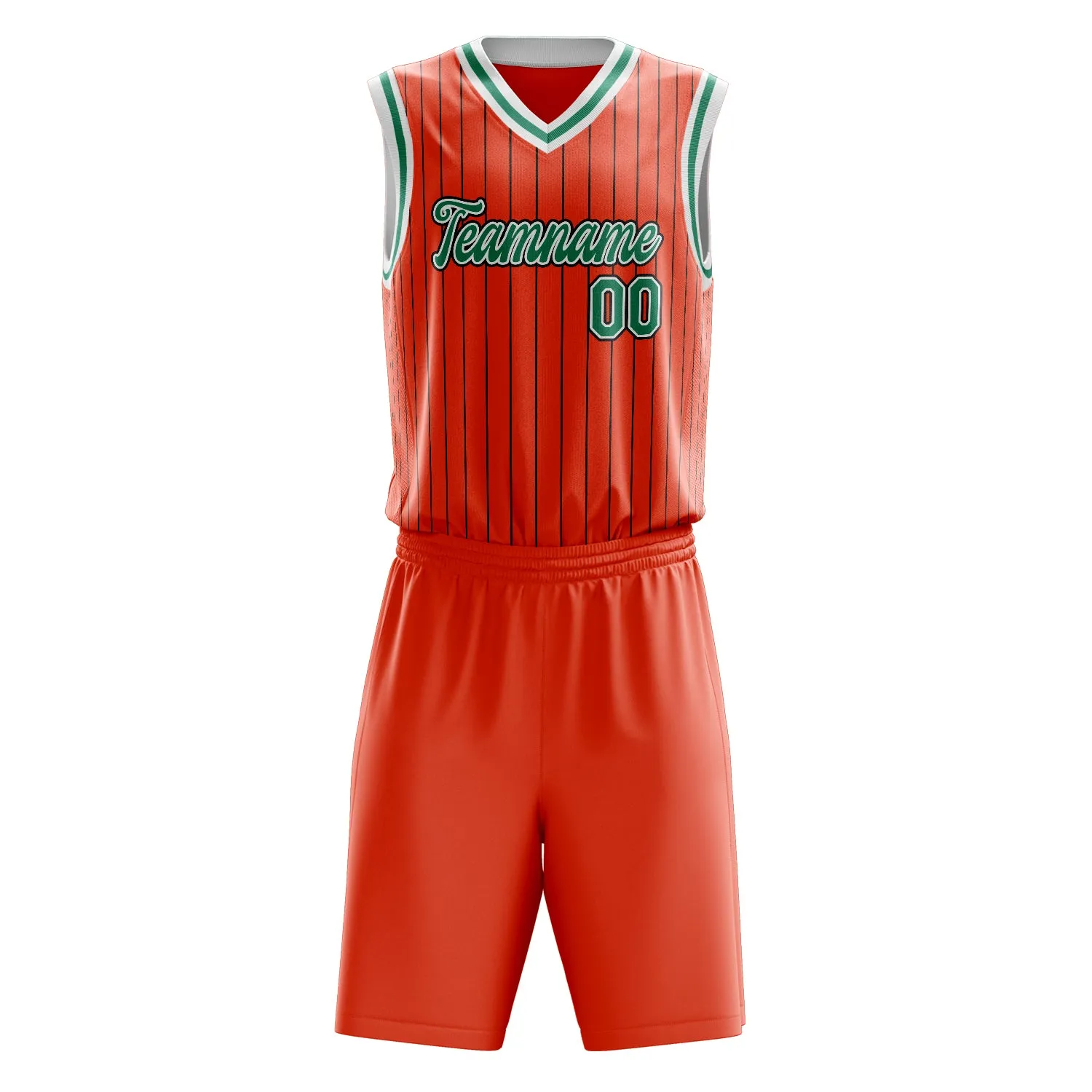 Custom Orange Kelly Green Pinstripe Basketball Set sold by Tailorly product image thumbnail 2