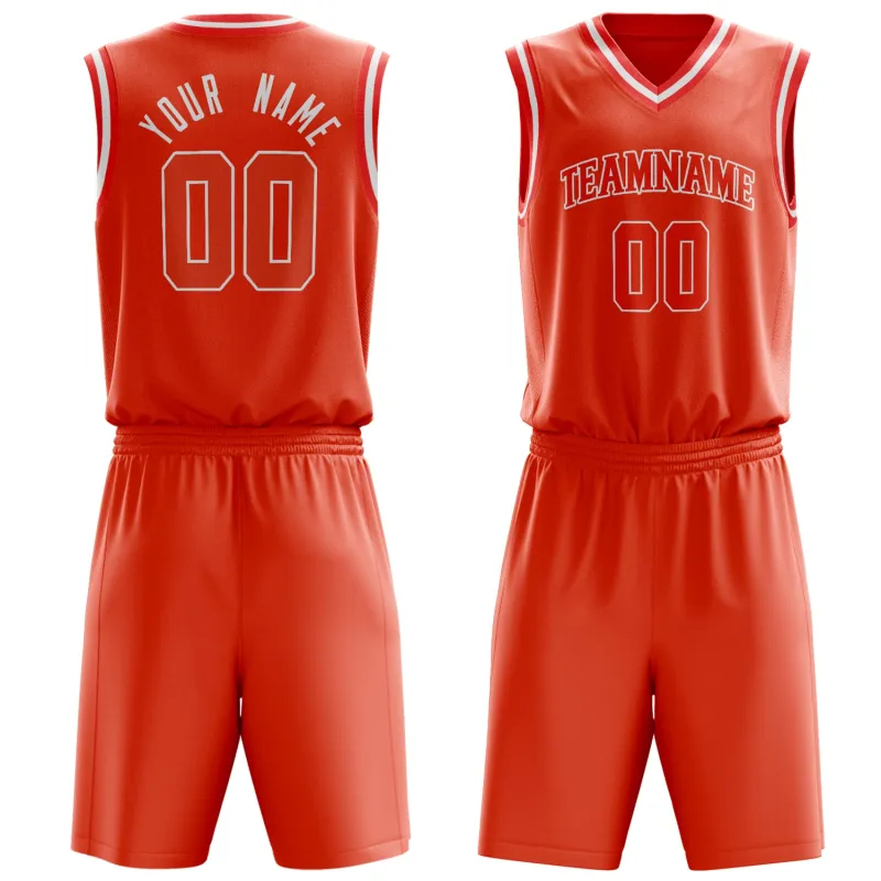 Custom Orange White Solid Color Basketball Set made by Tailorly