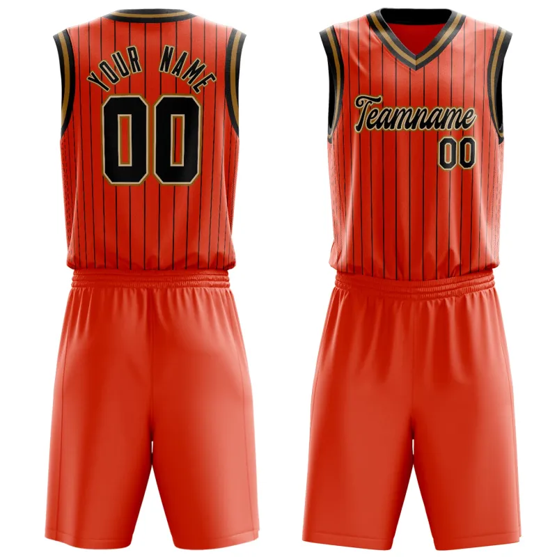 Custom Orange Black Pinstripe Basketball Set made by Tailorly