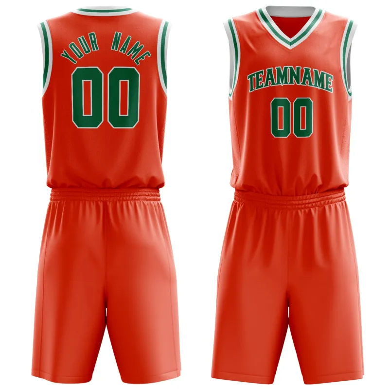 Custom Orange Kelly Green Solid Color Basketball Set made by Tailorly