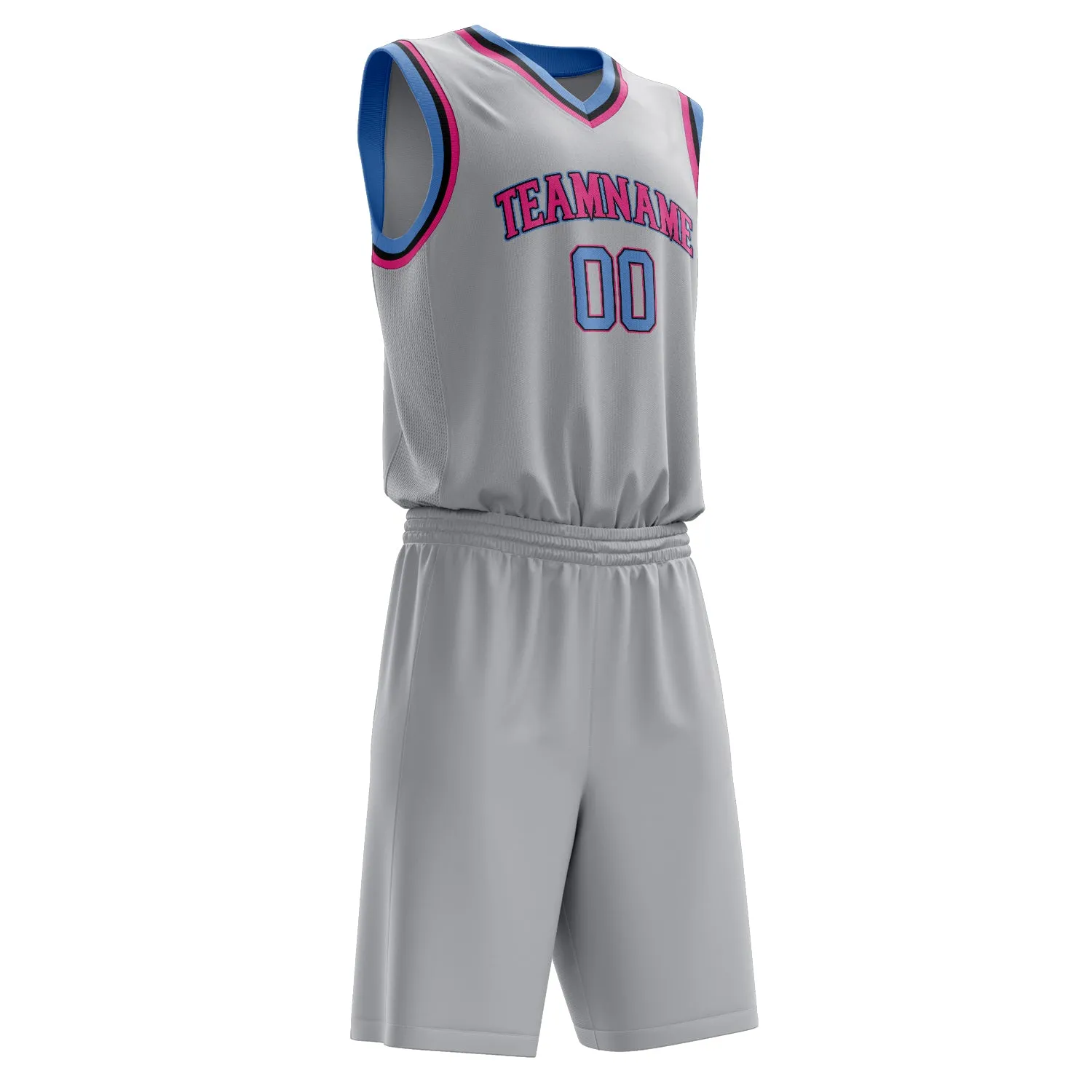 Custom Gray Pink Solid Color Basketball Set sold by Tailorly product image thumbnail 3