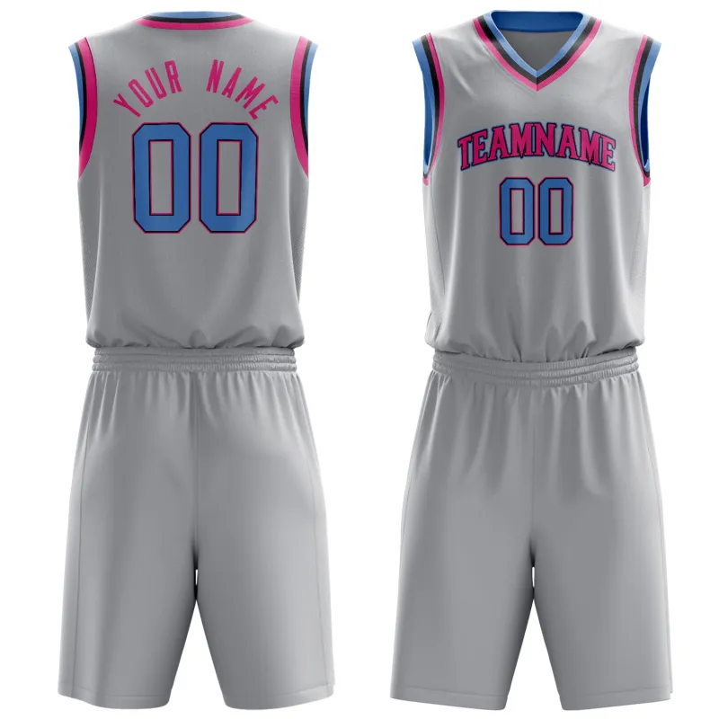 Custom Gray Pink Solid Color Basketball Set made by Tailorly