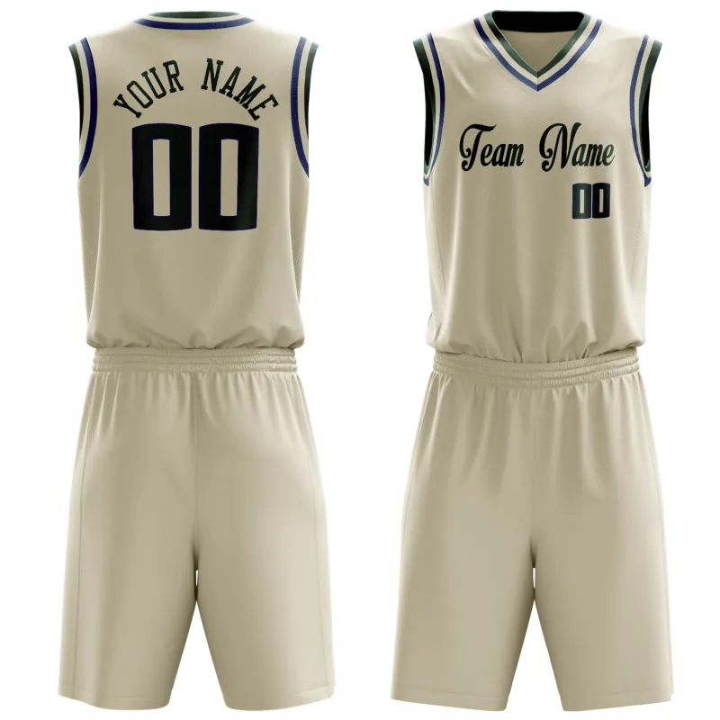 Custom Cream Kelly Green Solid Color Basketball Set made by Tailorly