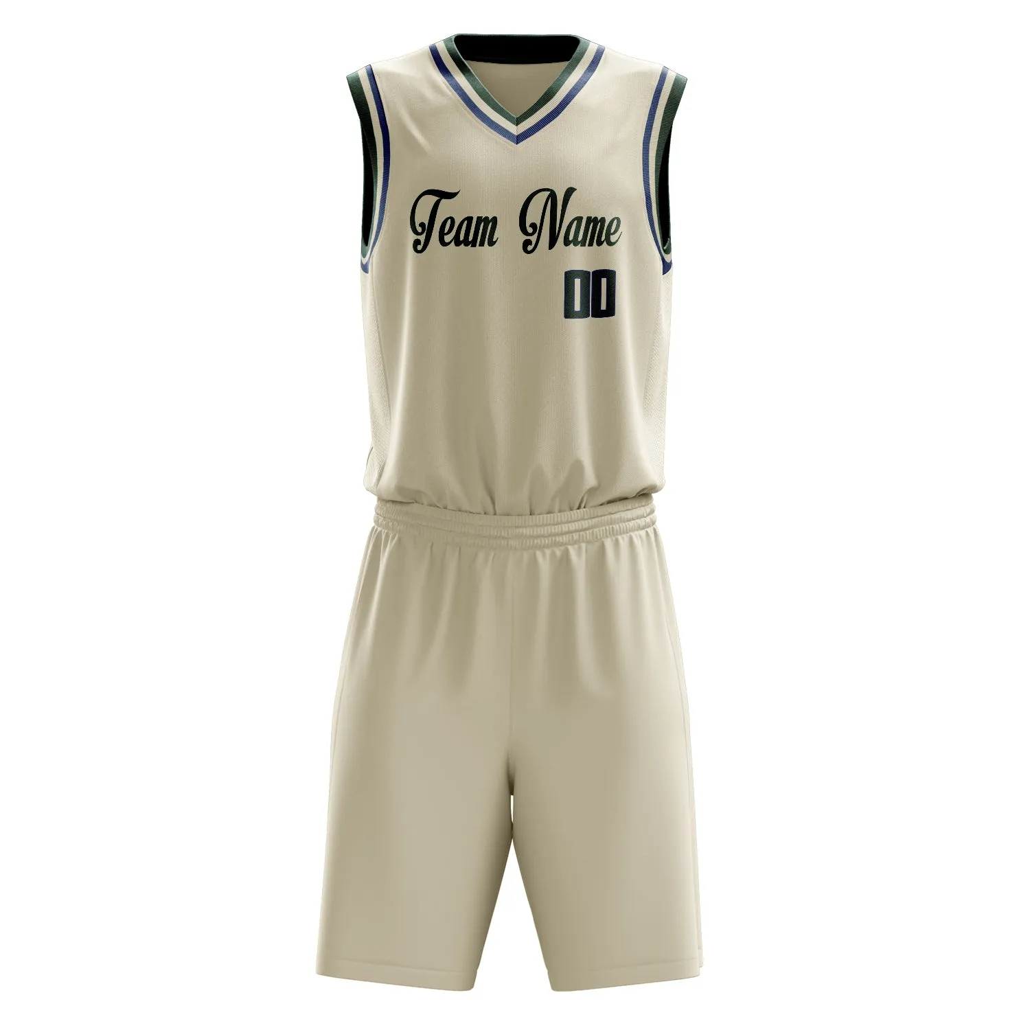 Custom Cream Kelly Green Solid Color Basketball Set sold by Tailorly product image thumbnail 2