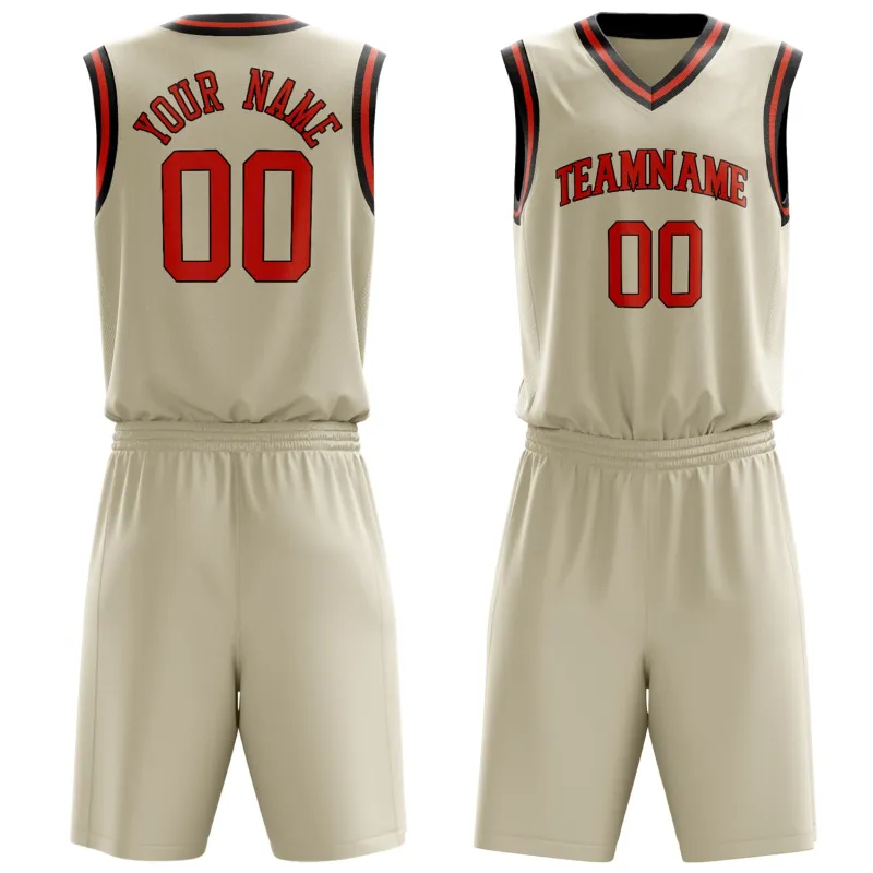 Custom Cream Red Solid Color Basketball Set made by Tailorly