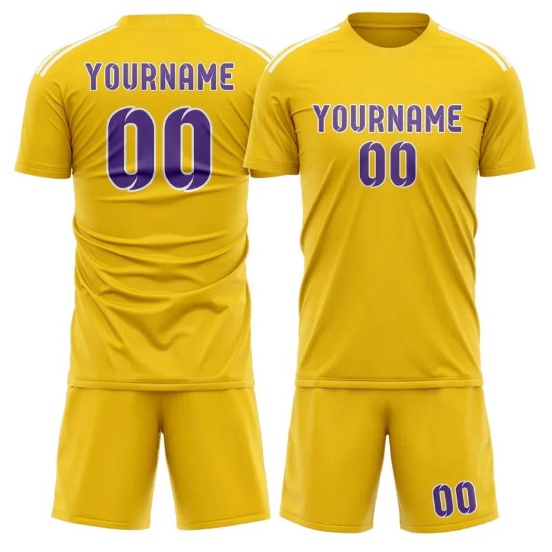 Custom Gold Light Purple Soccer Set made by Tailorly