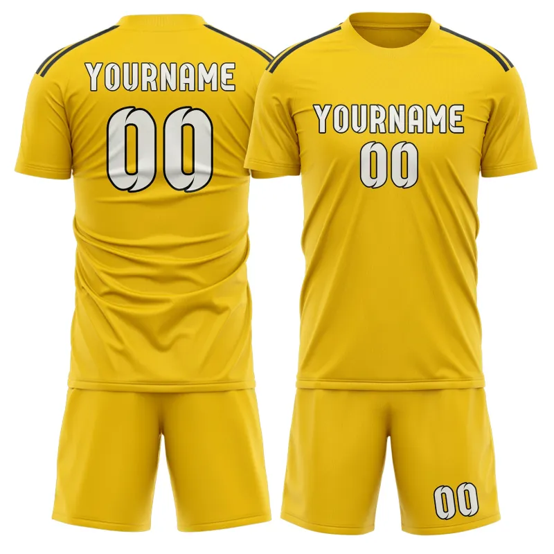 Custom Gold White Soccer Set made by Tailorly