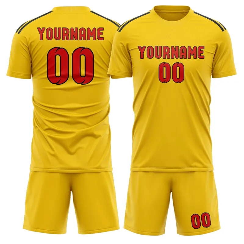 Custom Gold Orange Red Soccer Set made by Tailorly
