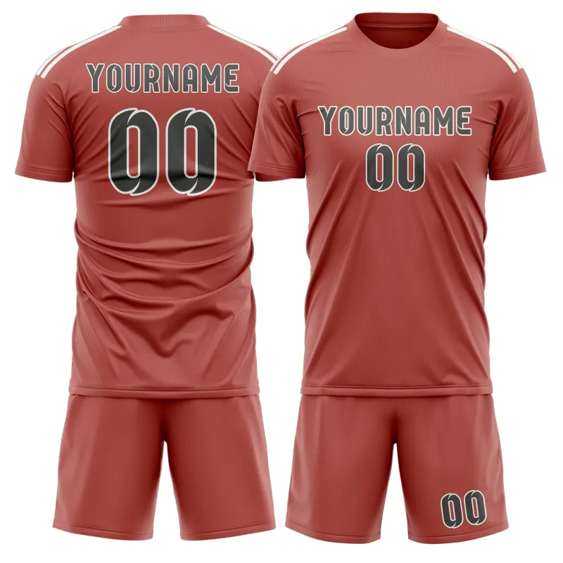 Custom Copper Rose Dark Grey Soccer Set made by Tailorly