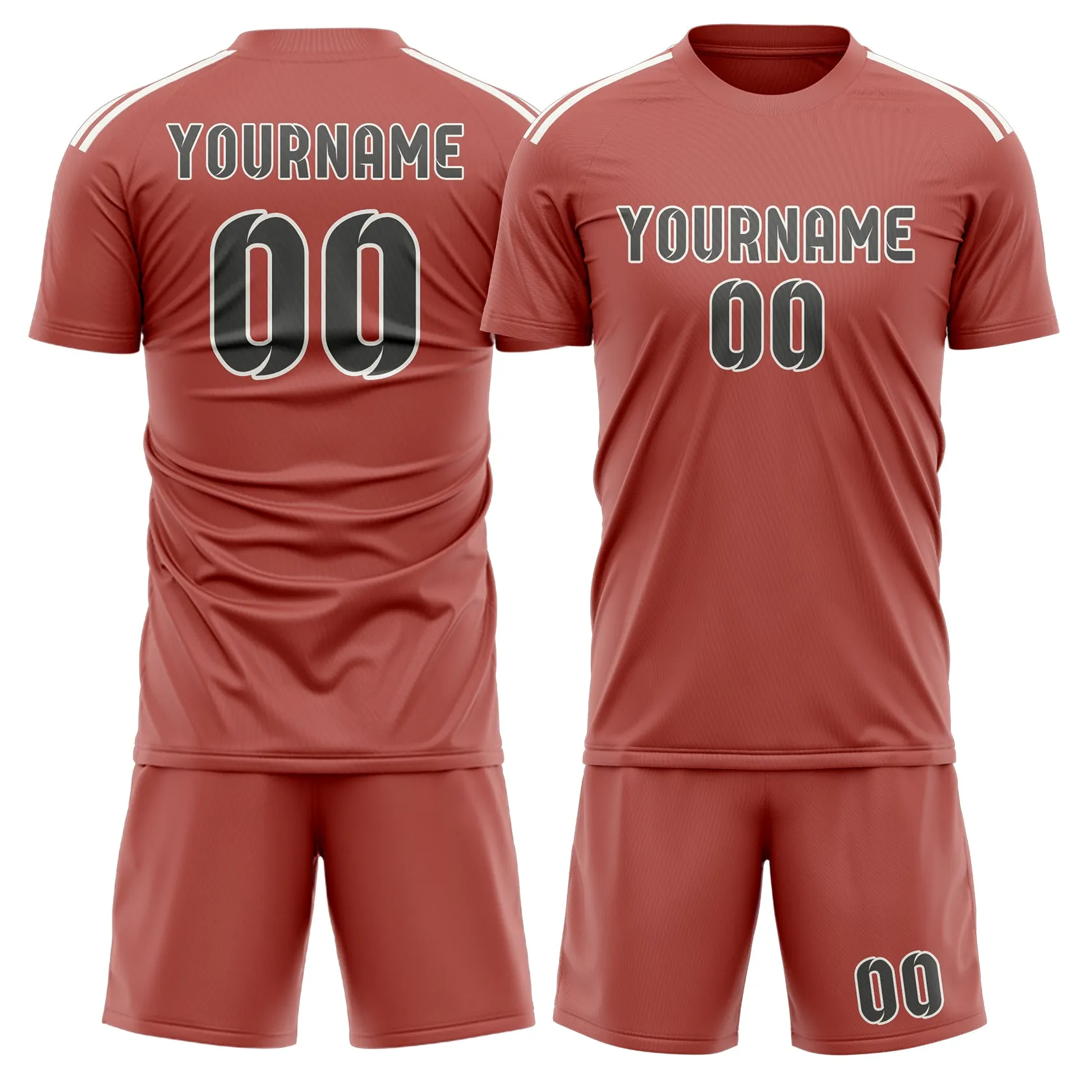 Custom Copper Rose Dark Grey Soccer Set sold by Tailorly
