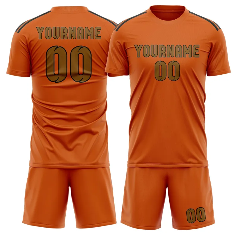 Custom Orange Khaki Soccer Set made by Tailorly