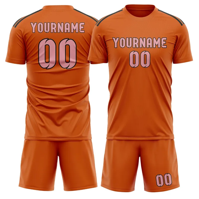 Custom Orange Light Pink Soccer Set made by Tailorly