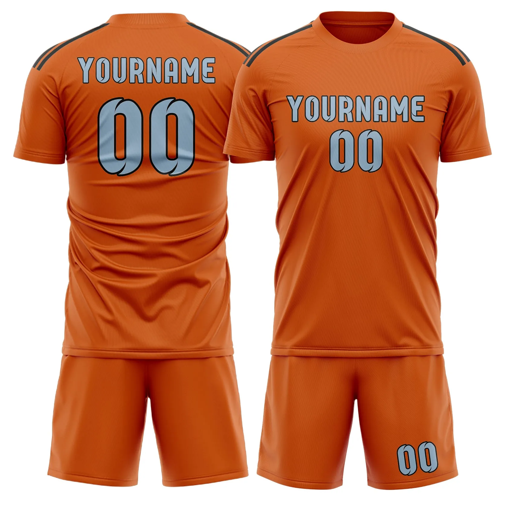 Custom Orange Light Blue Soccer Set sold by Tailorly