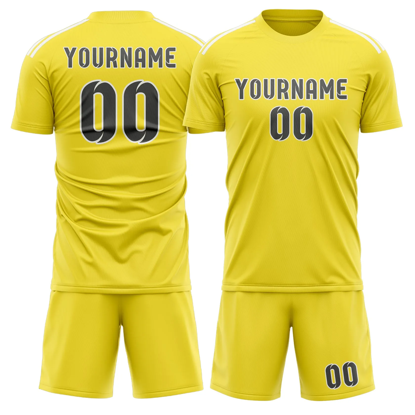 Custom Light Yellow Dark Grey Soccer Set sold by Tailorly
