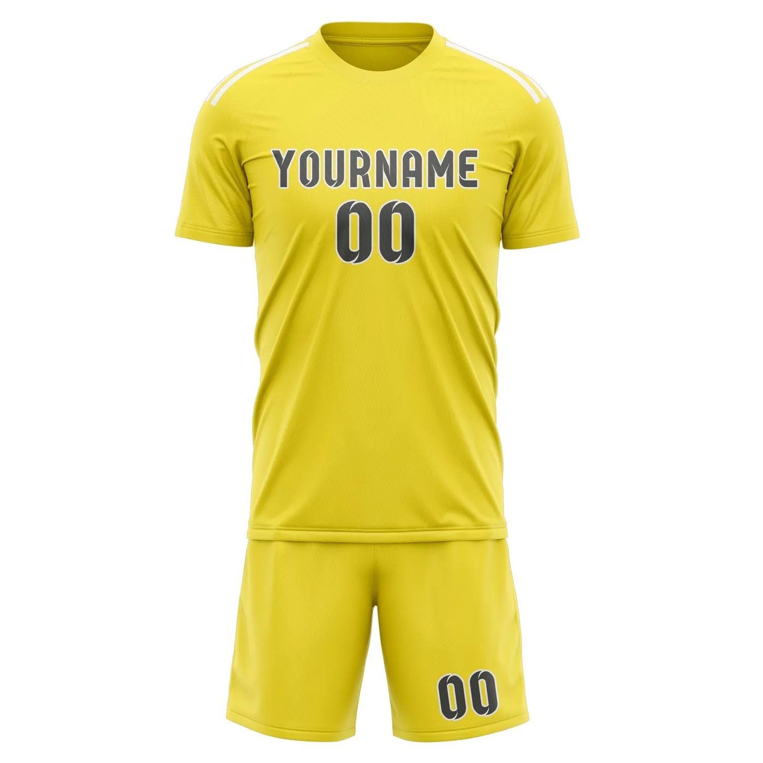 Custom Light Yellow Dark Grey Soccer Set sold by Tailorly product image thumbnail 2