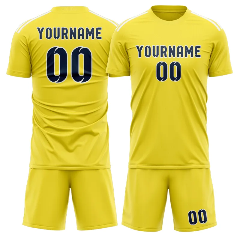 Custom Light Yellow Blue Soccer Set made by Tailorly