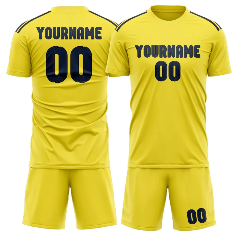 Custom Light Yellow Blue Soccer Set made by Tailorly