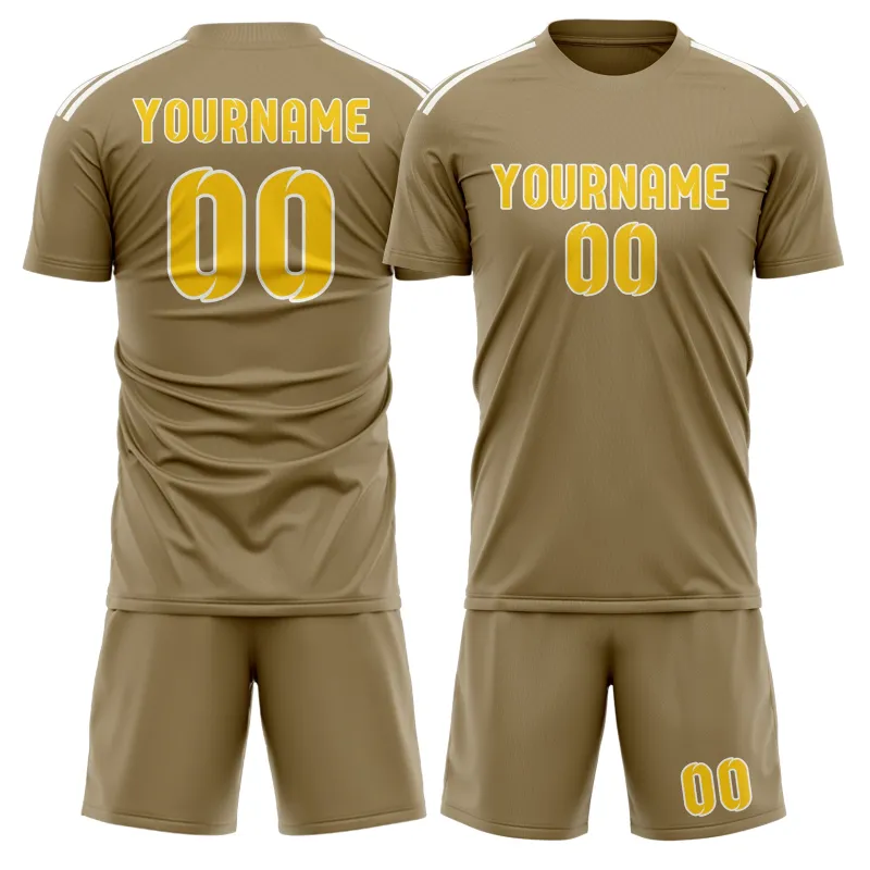 Custom Light Khaki Gold Soccer Set made by Tailorly