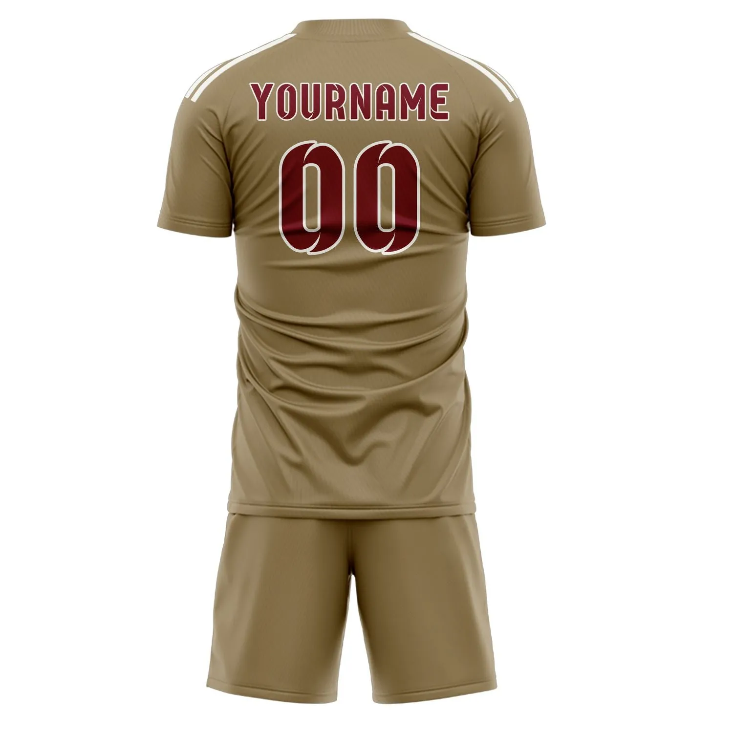 Custom Light Khaki Crimson Red Soccer Set sold by Tailorly product image thumbnail 3