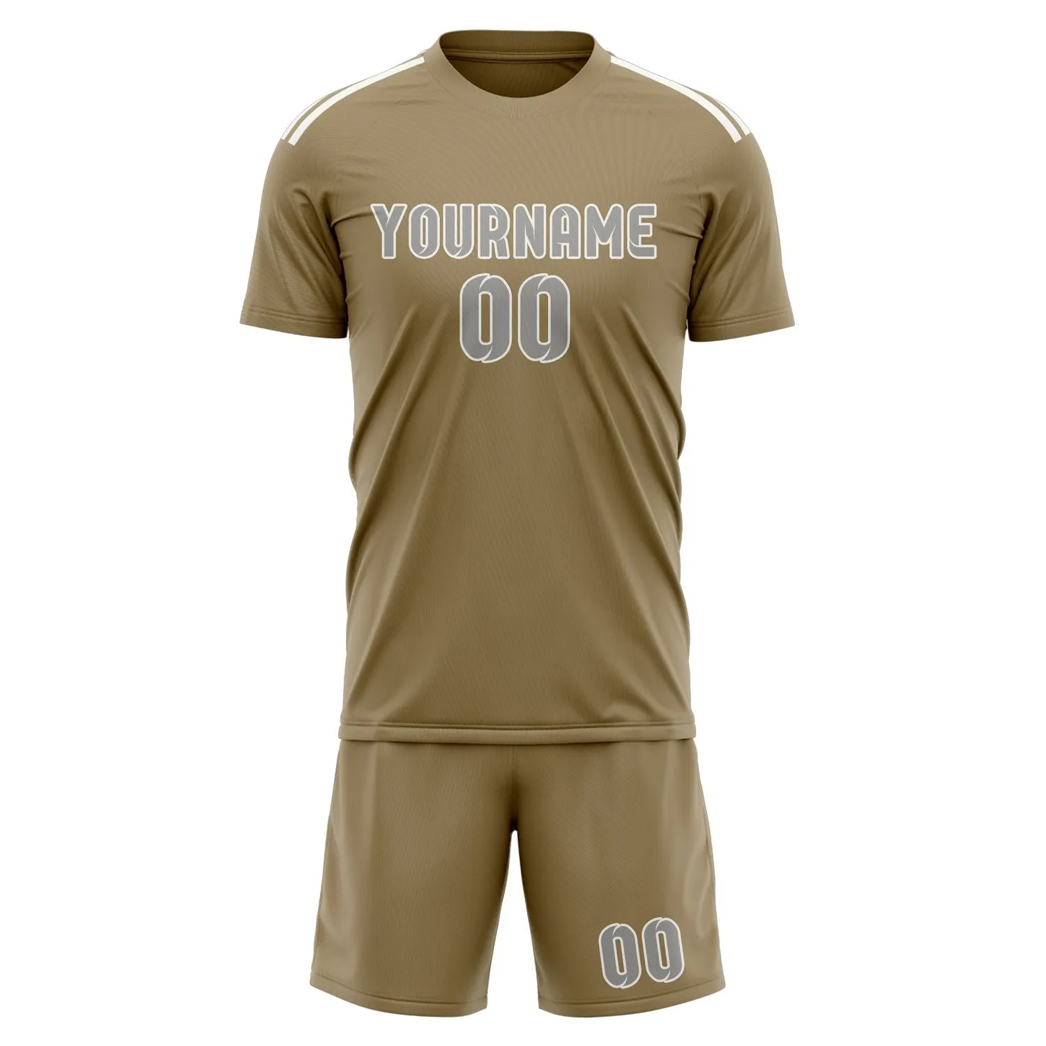 Custom Light Khaki Gray Soccer Set sold by Tailorly product image thumbnail 2