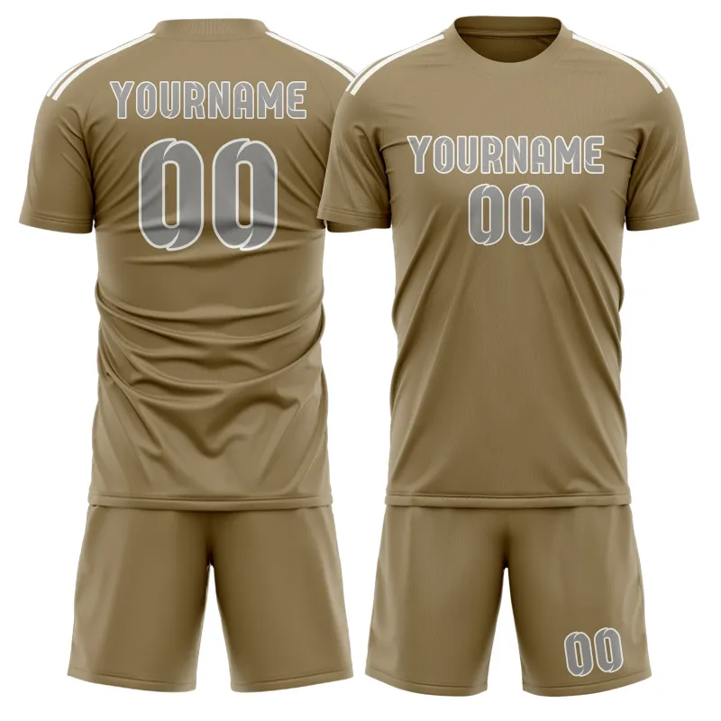 Custom Light Khaki Gray Soccer Set made by Tailorly