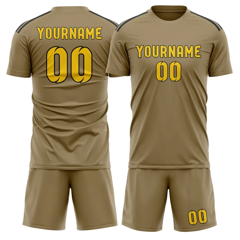 Custom Light Khaki Gold Soccer Set made by Tailorly
