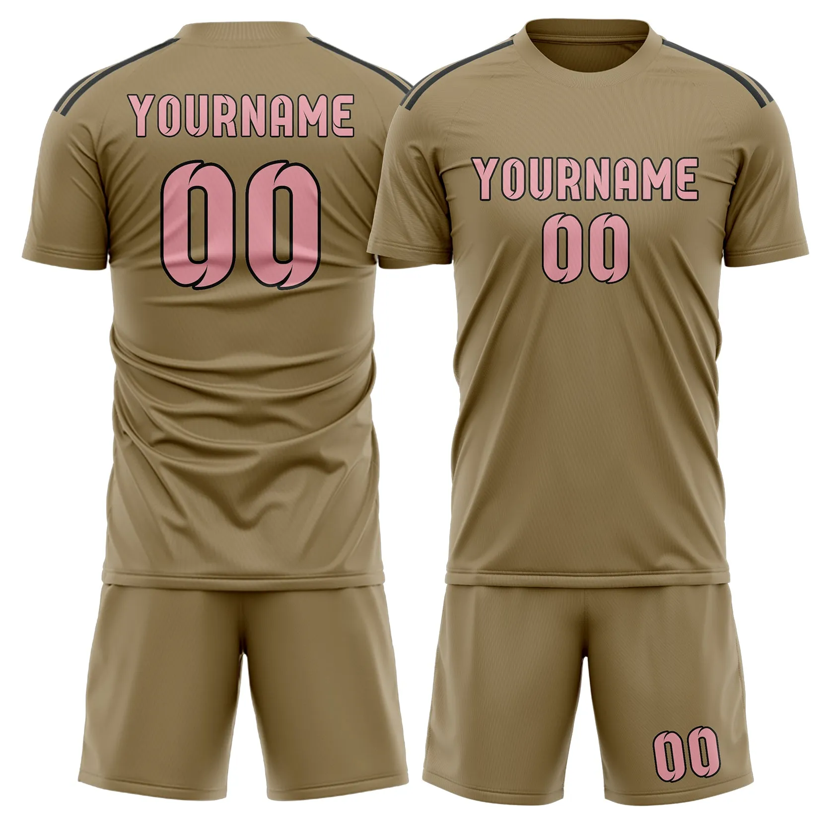 Custom Light Khaki Light Pink Soccer Set sold by Tailorly