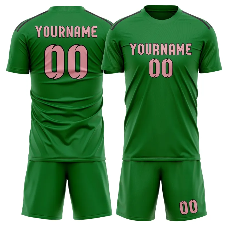 Custom Emerald Green Light Pink Soccer Set made by Tailorly