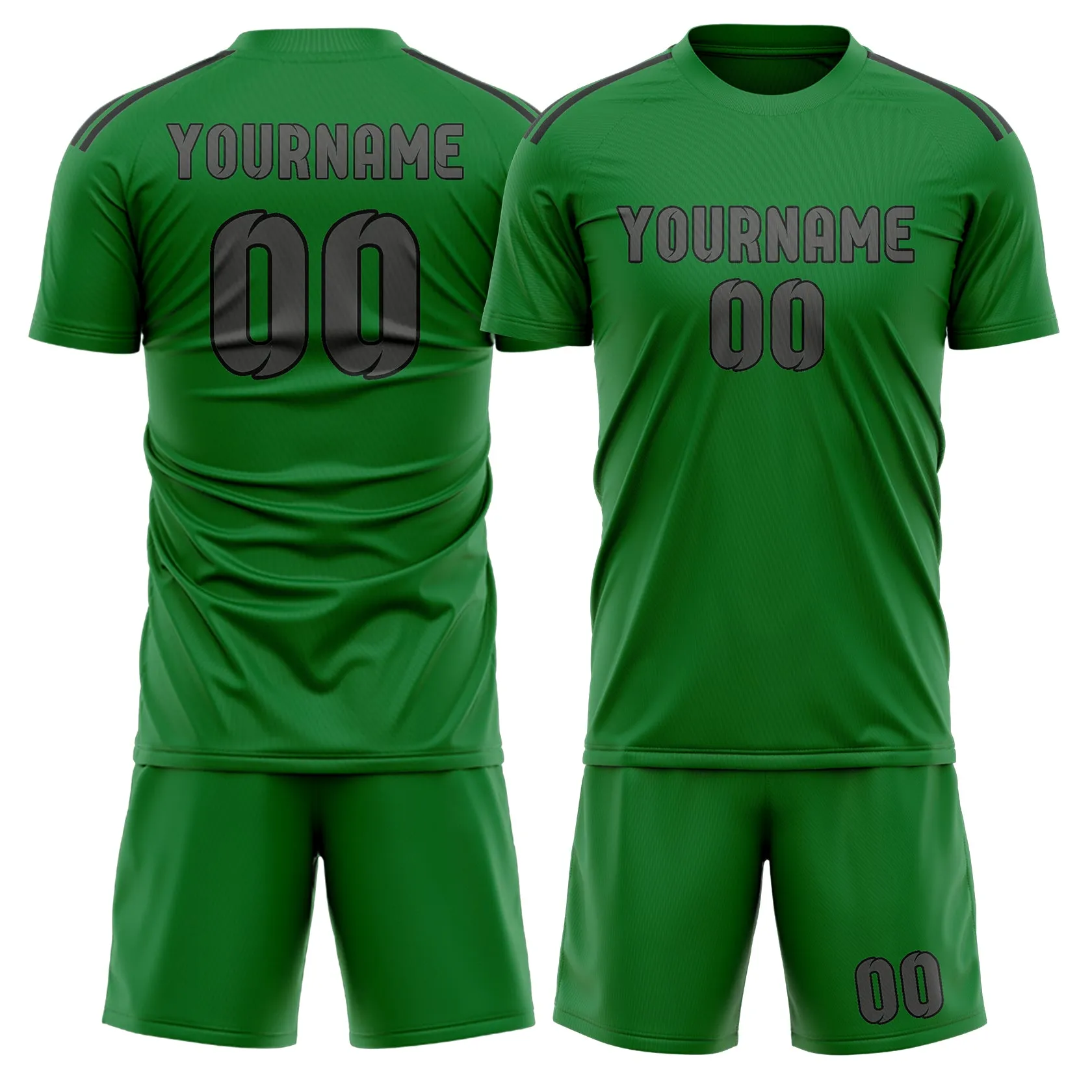Custom Emerald Green Dark Grey Soccer Set sold by Tailorly