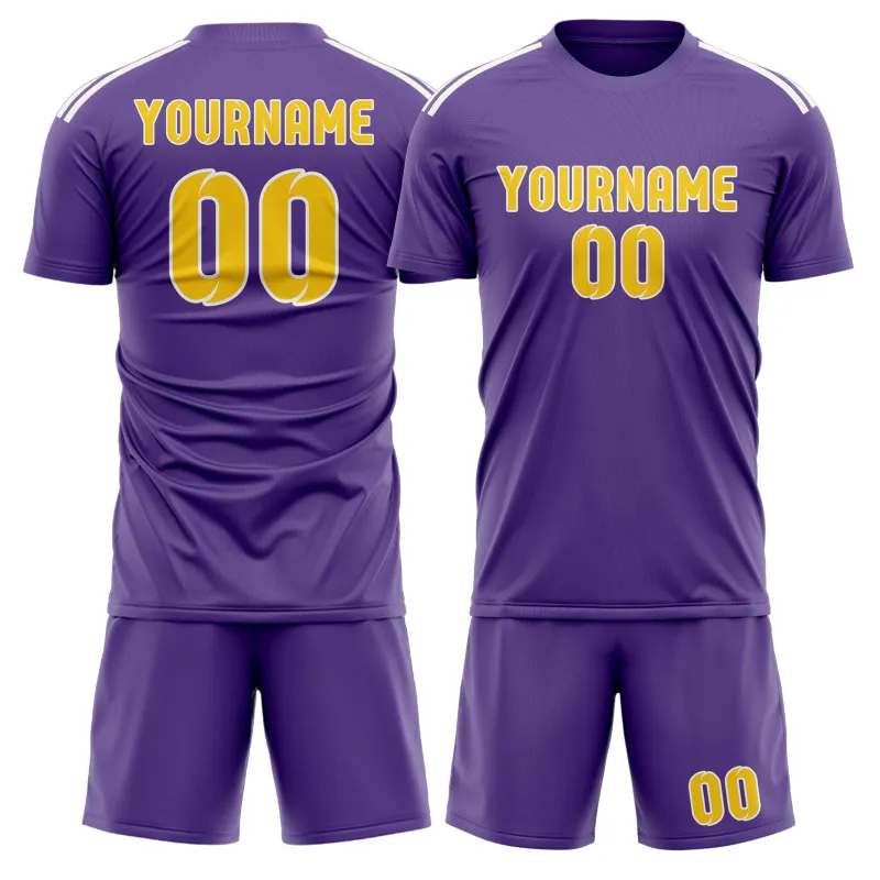 Custom Light Purple Gold Soccer Set made by Tailorly