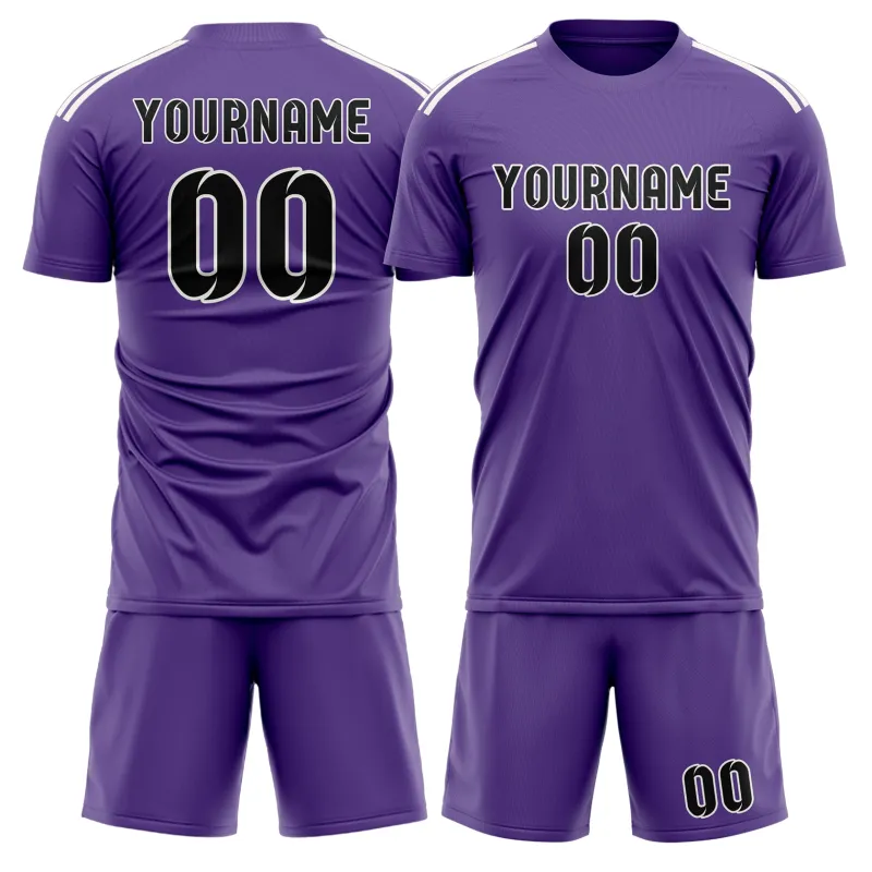 Custom Light Purple Black Soccer Set made by Tailorly