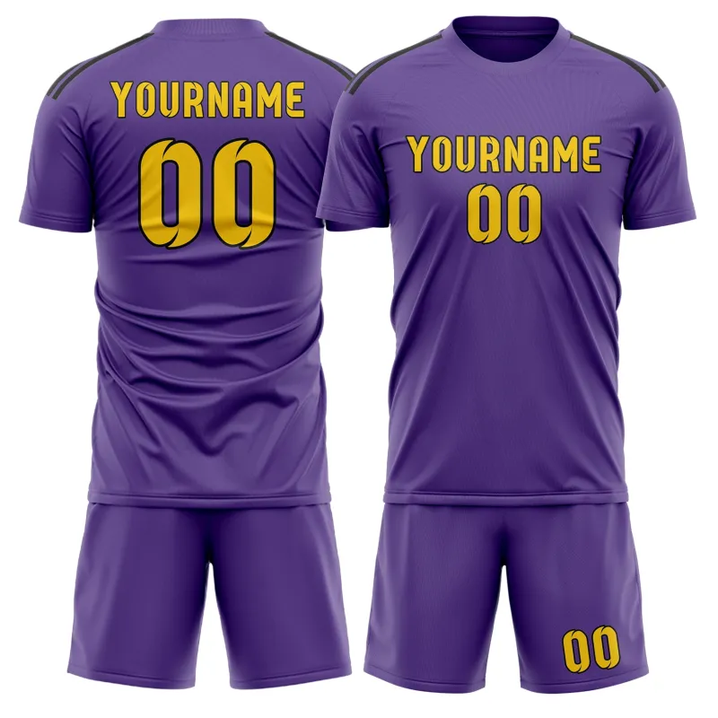 Custom Light Purple Gold Soccer Set made by Tailorly