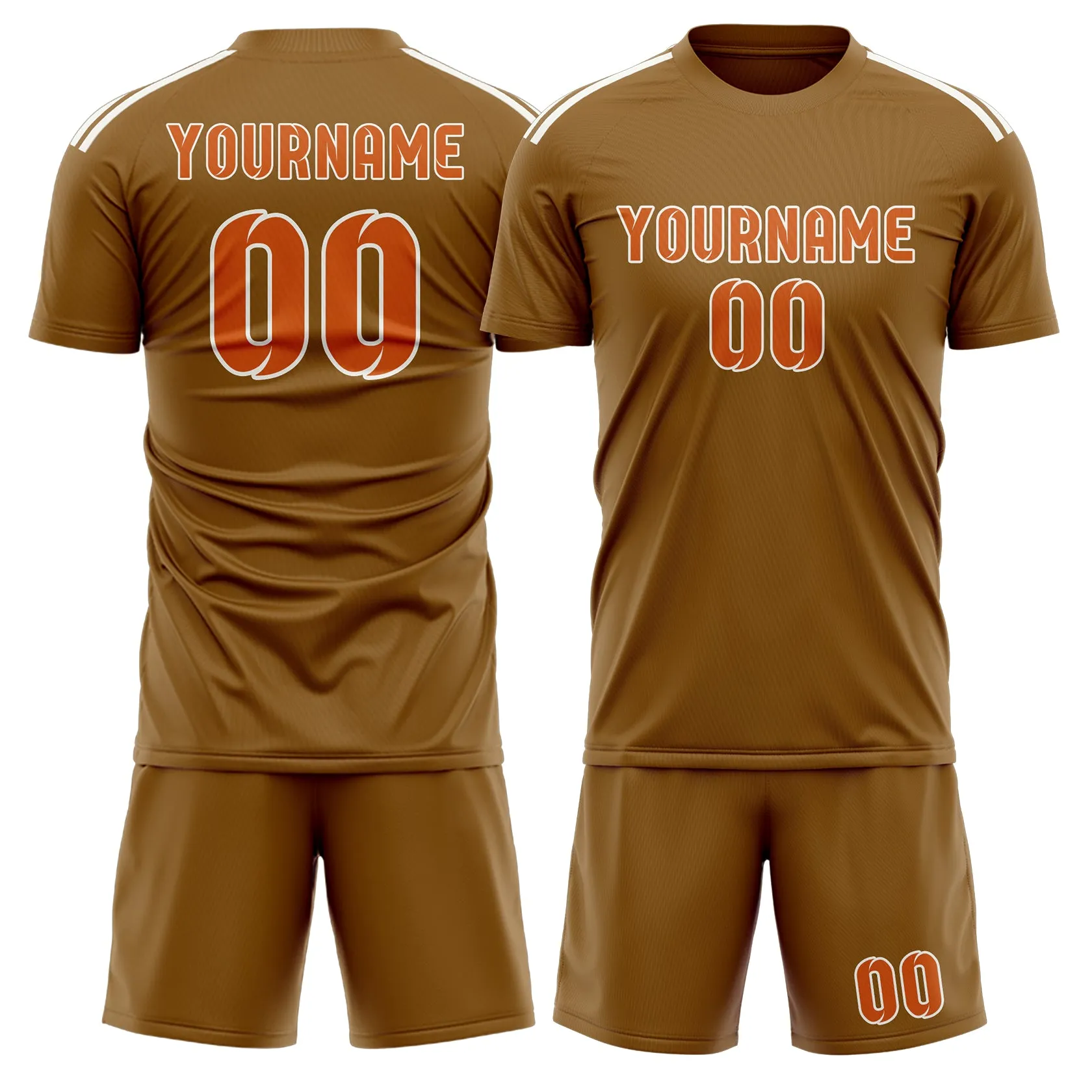 Custom Khaki Orange Soccer Set sold by Tailorly