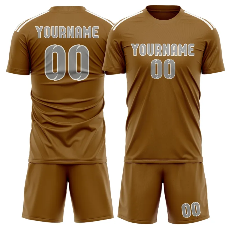 Custom Khaki Gray Soccer Set made by Tailorly