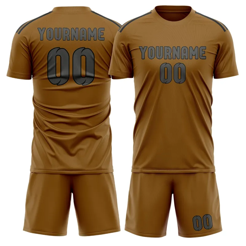 Custom Khaki Dark Grey Soccer Set made by Tailorly