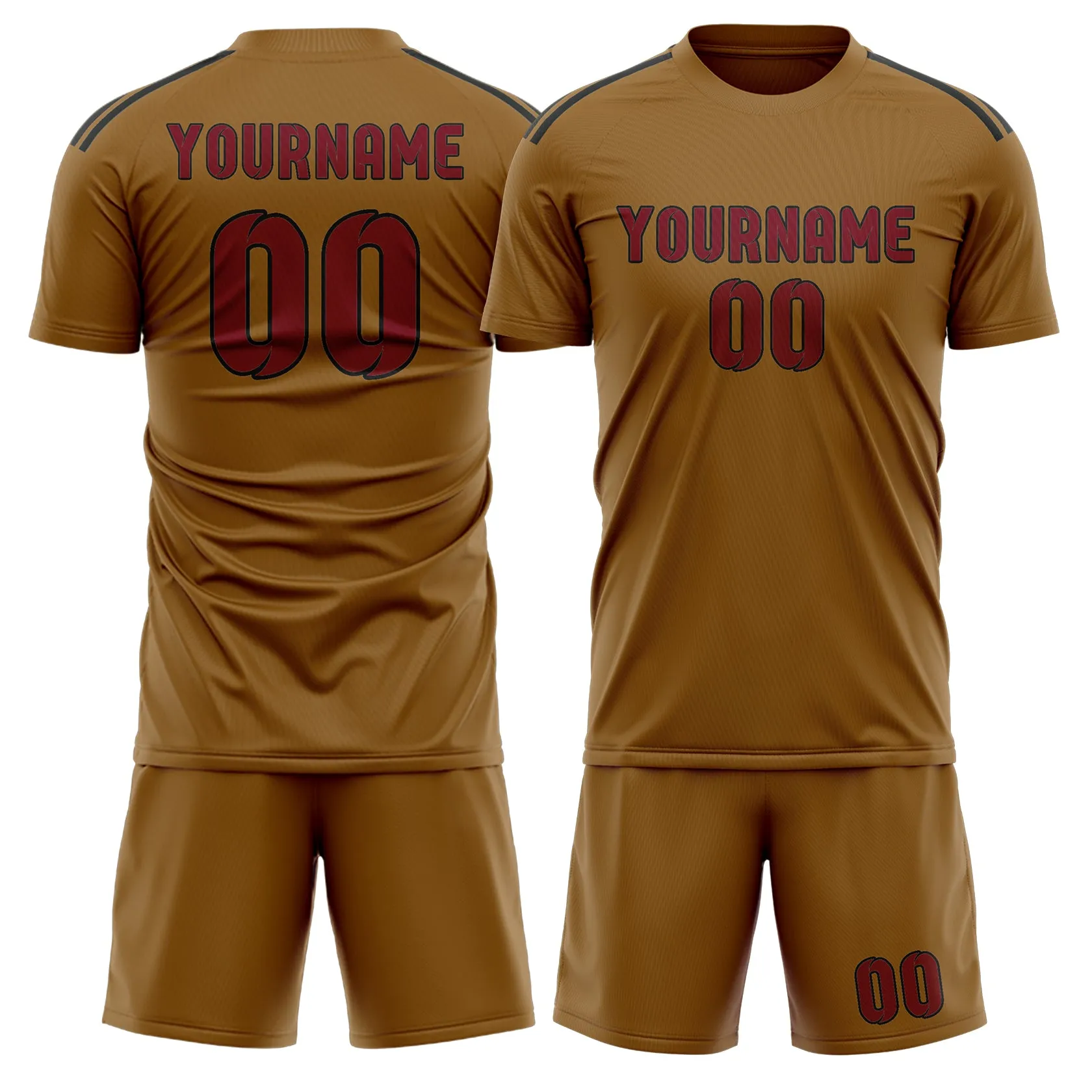 Custom Khaki Crimson Red Soccer Set sold by Tailorly