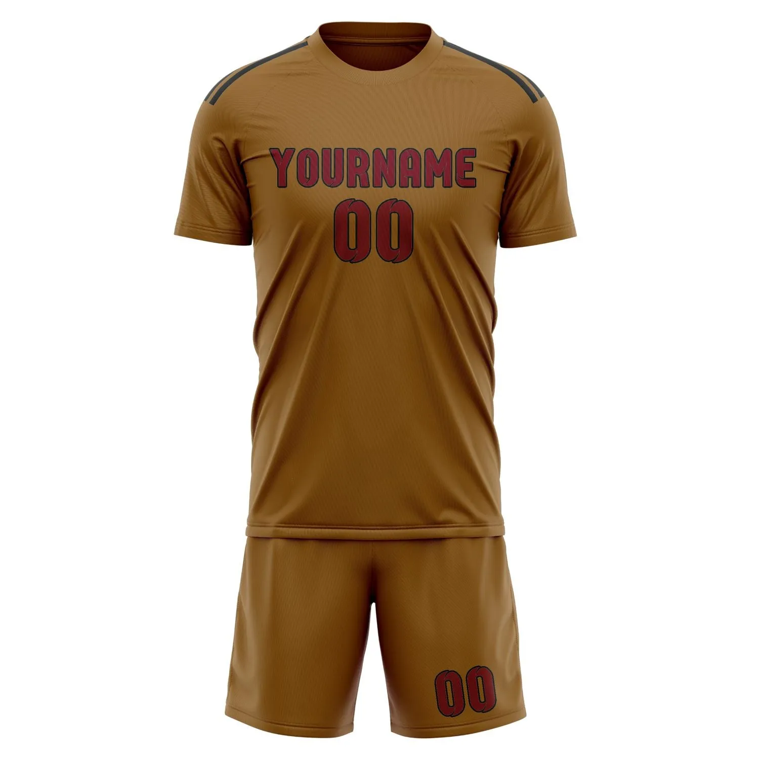 Custom Khaki Crimson Red Soccer Set sold by Tailorly product image thumbnail 2
