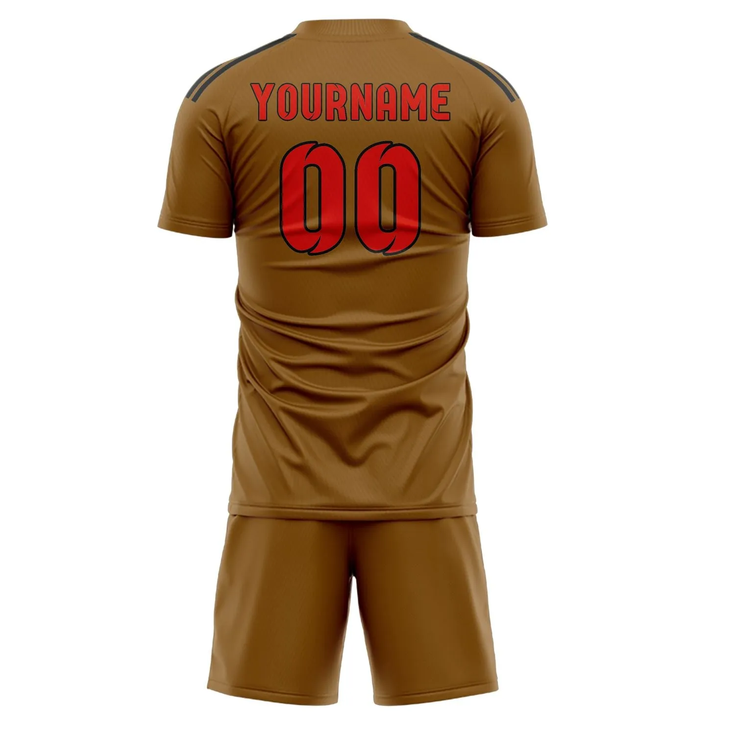 Custom Khaki Orange Red Soccer Set sold by Tailorly product image thumbnail 3