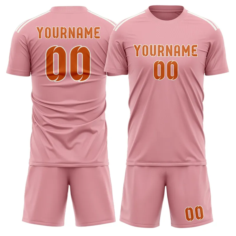 Custom Light Pink Orange Soccer Set made by Tailorly