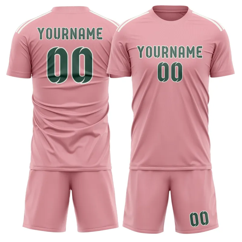 Custom Light Pink Blue Green Soccer Set made by Tailorly
