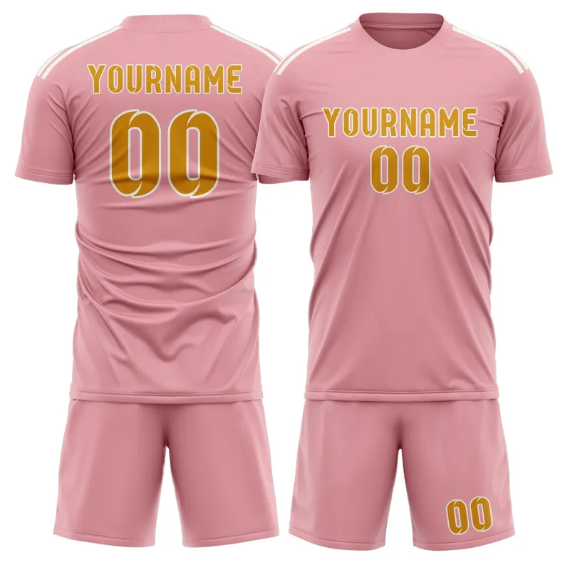 Custom Light Pink Yellow Soccer Set made by Tailorly