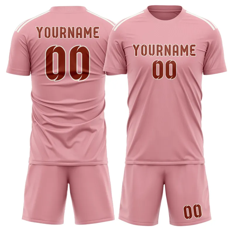 Custom Light Pink Coral Red Soccer Set made by Tailorly
