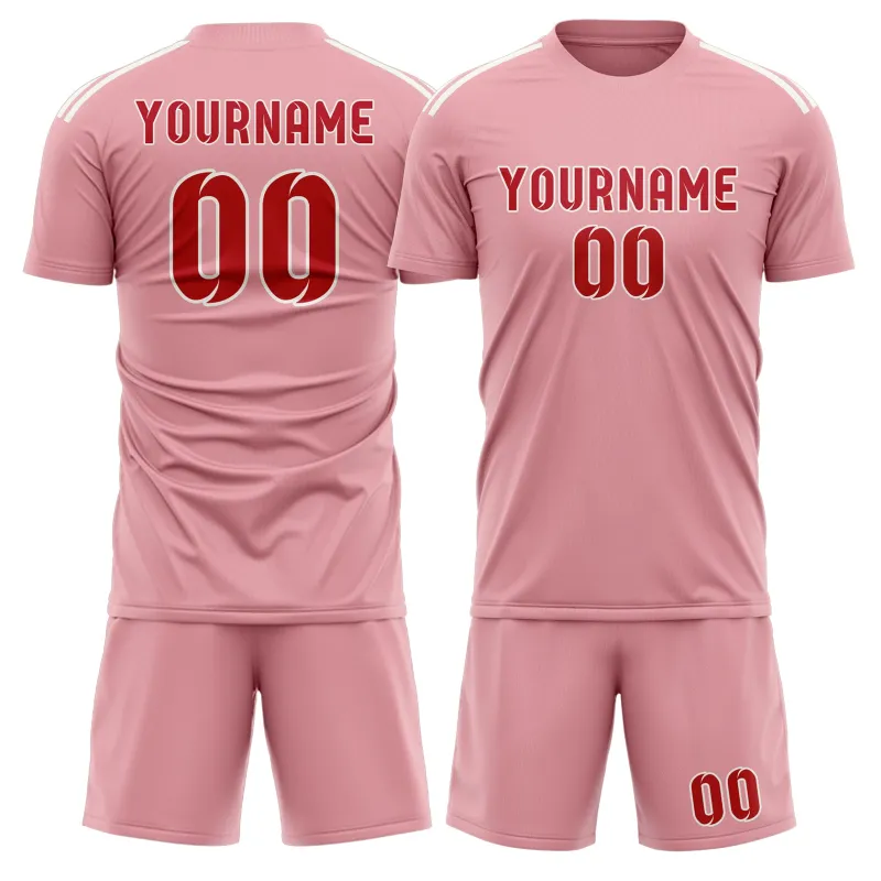 Custom Light Pink Red Soccer Set made by Tailorly