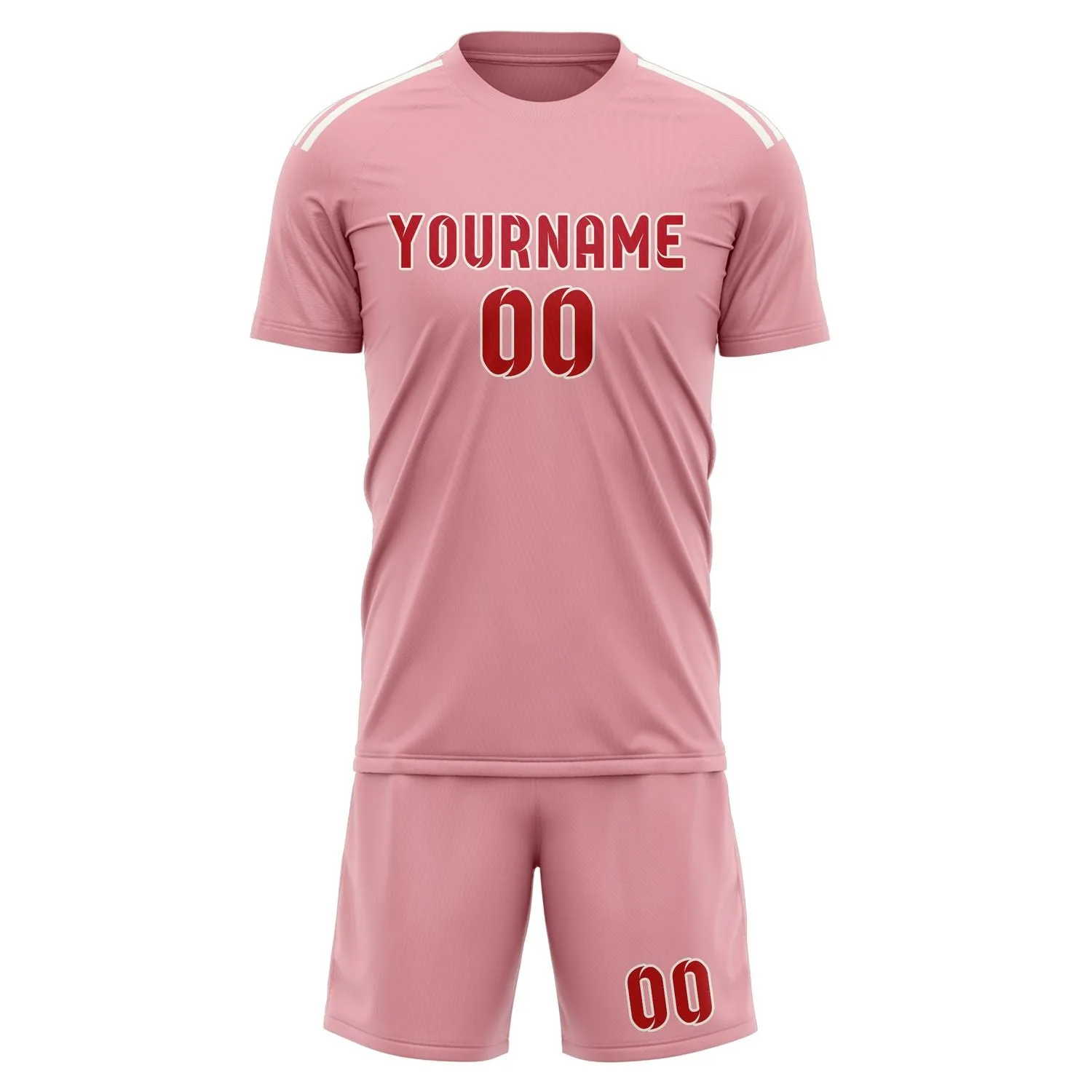 Custom Light Pink Red Soccer Set sold by Tailorly product image thumbnail 2