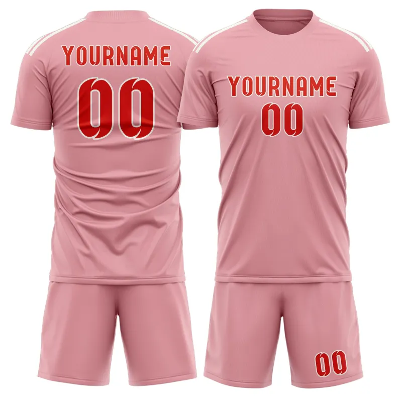 Custom Light Pink Orange Red Soccer Set made by Tailorly