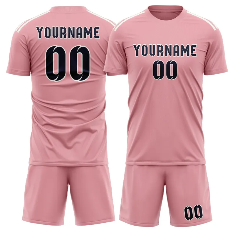 Custom Light Pink Navy Soccer Set made by Tailorly