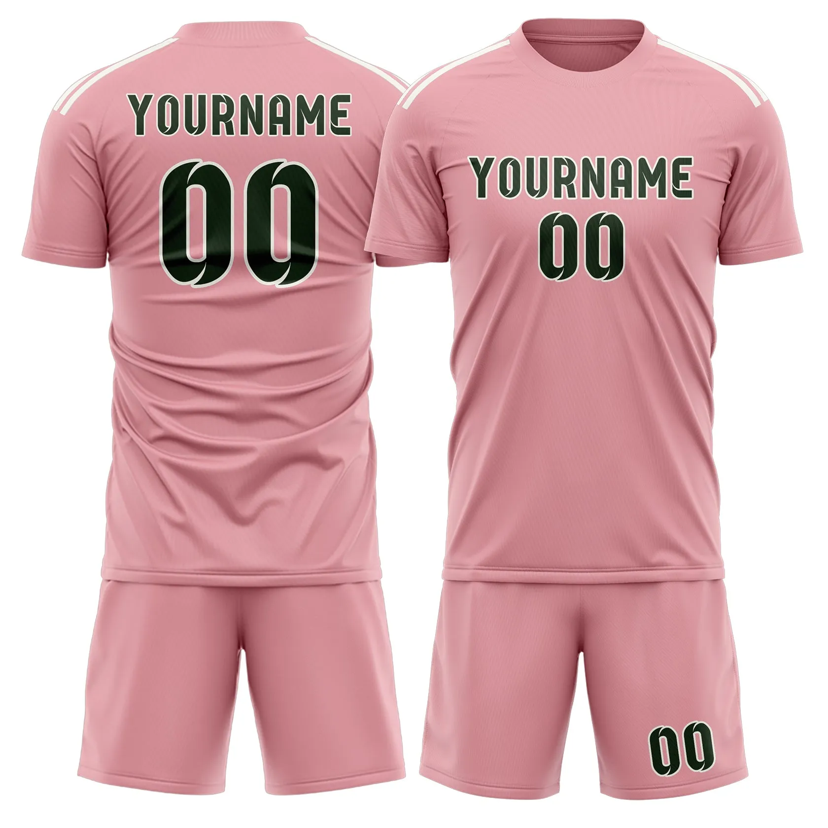 Custom Light Pink Dark Green Soccer Set sold by Tailorly