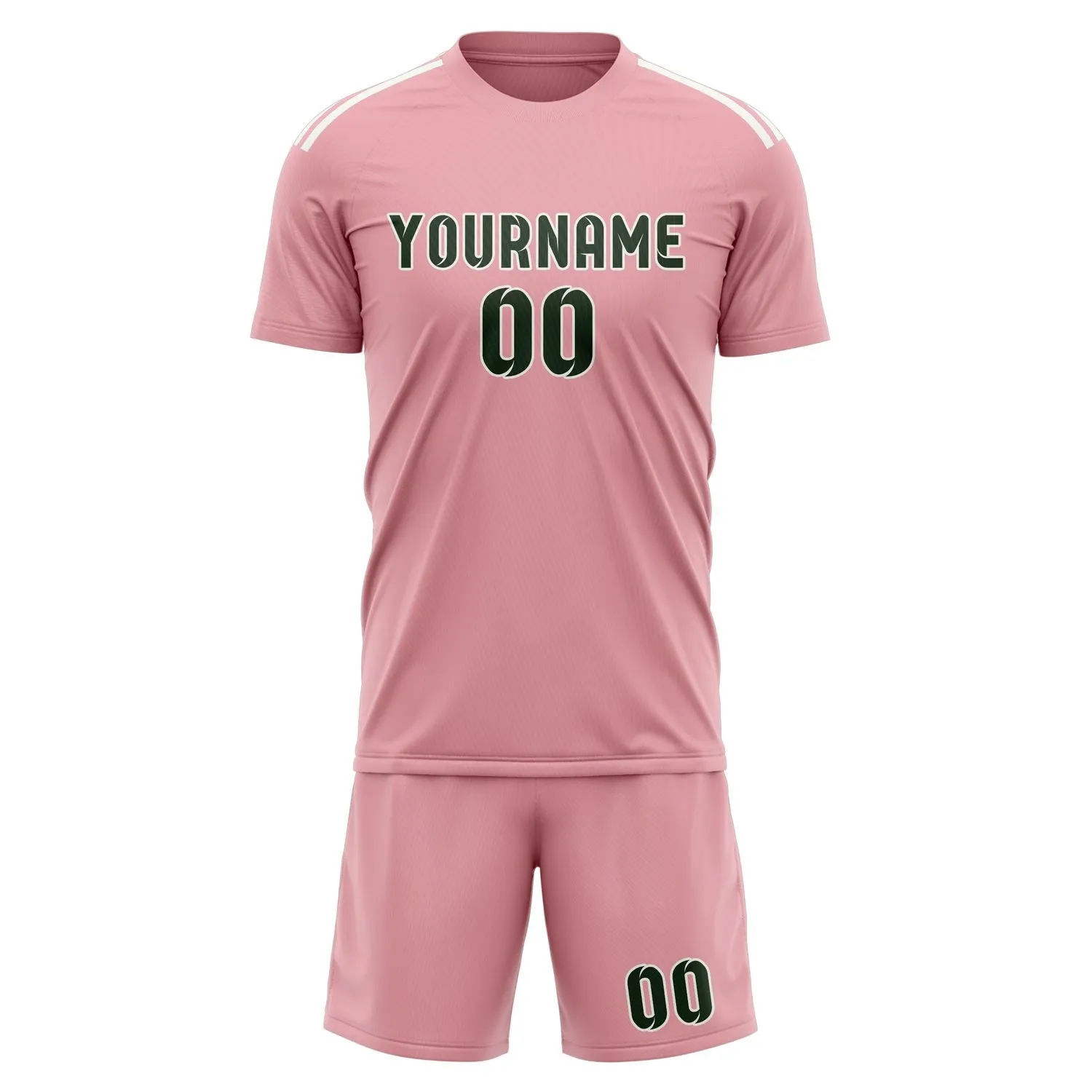 Custom Light Pink Dark Green Soccer Set sold by Tailorly product image thumbnail 2